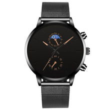 Load image into Gallery viewer, Minimalist Fashion Men's Watch Luxury Business Casual Black leather Watches Classic Male Wrist Watch Analog Clock Herren Uhren