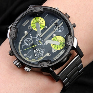 Men's Big Large Dial Watch New Fashion Individual Clock Steel Belt 7333 Quartz Watch Sports Business Hour